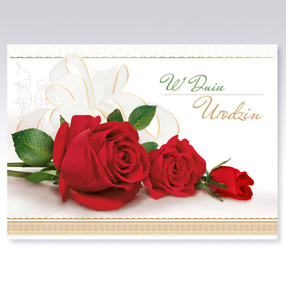 Polish Birthday Cards Flowers 3D - A5P
