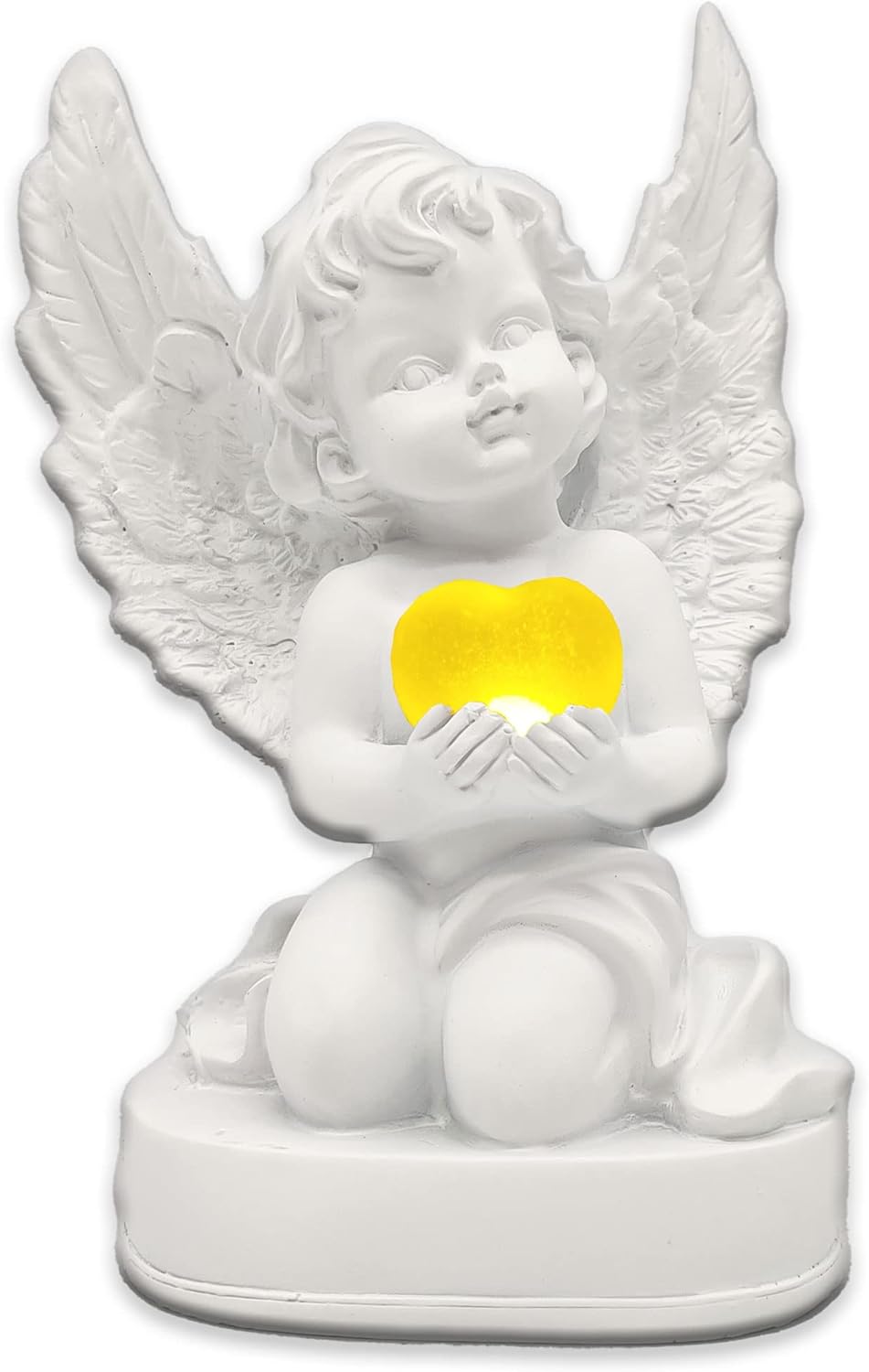 Angel with a heart illuminated by LED that changes colors - batteries included