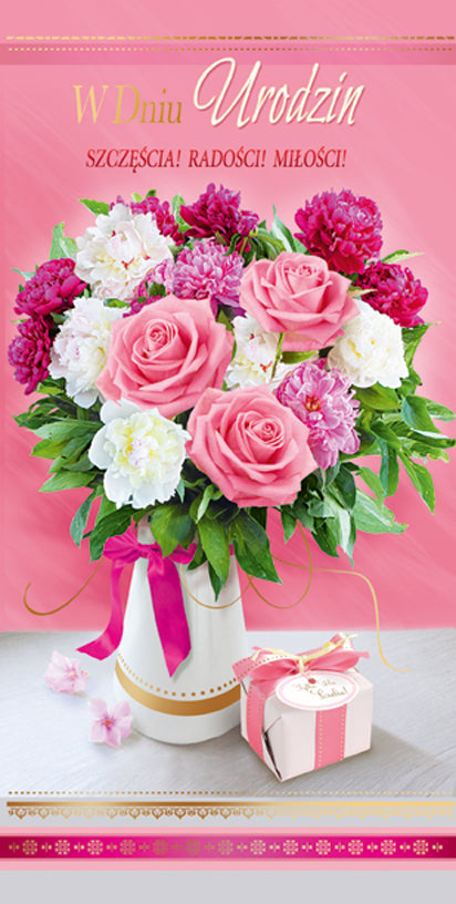 Polish Birthday Cards Flowers Set 1 - DL