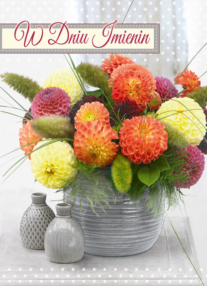 Polish Name Day Cards Flowers - B6