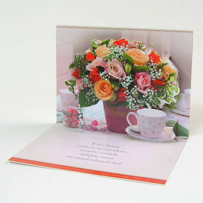 Polish Name Day Cards Flowers 3D - A5P