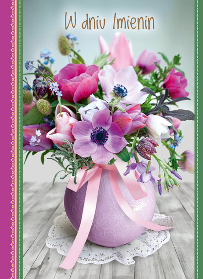 Polish Name Day Cards Flowers 3D - A5P
