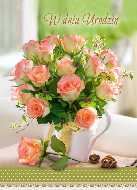 Polish Birthday Cards Flowers Set 2 - B6