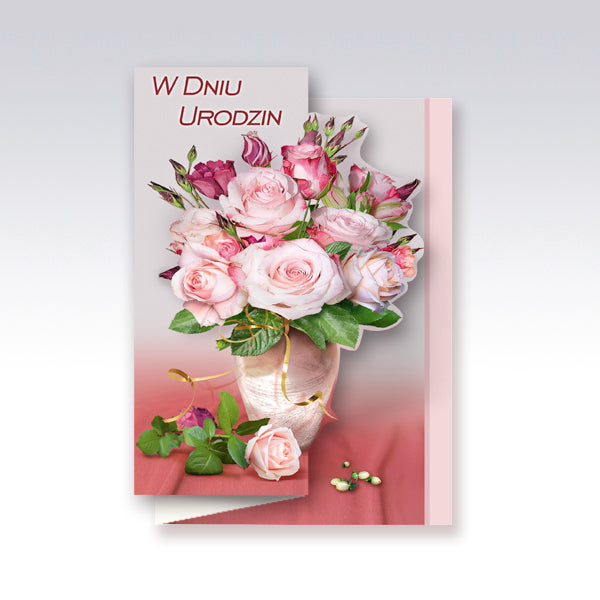 Polish Birthday Cards Flowers - B6W