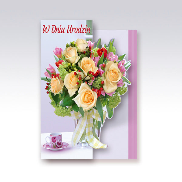 Polish Birthday Cards Flowers - B6W