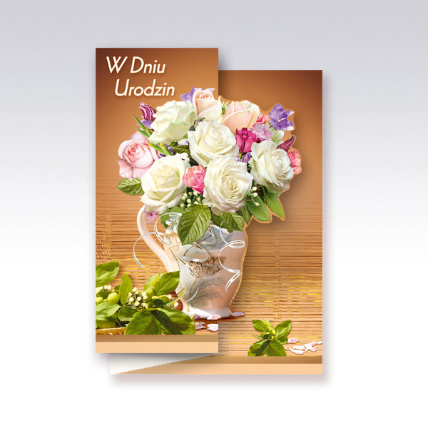 Polish Birthday Cards Flowers - B6W