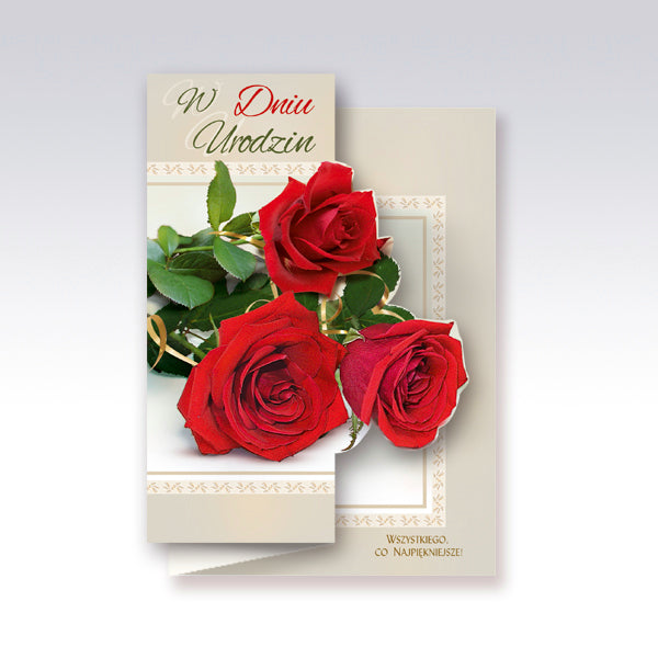 Polish Birthday Cards Flowers - B6W