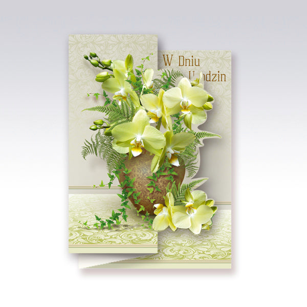 Polish Birthday Cards Flowers - B6W