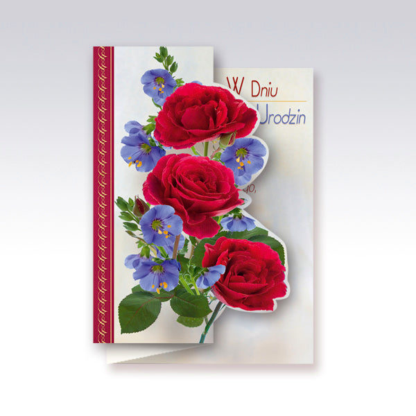 Polish Birthday Cards Flowers - B6W