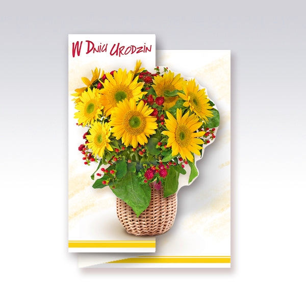 Polish Birthday Cards Flowers - B6W