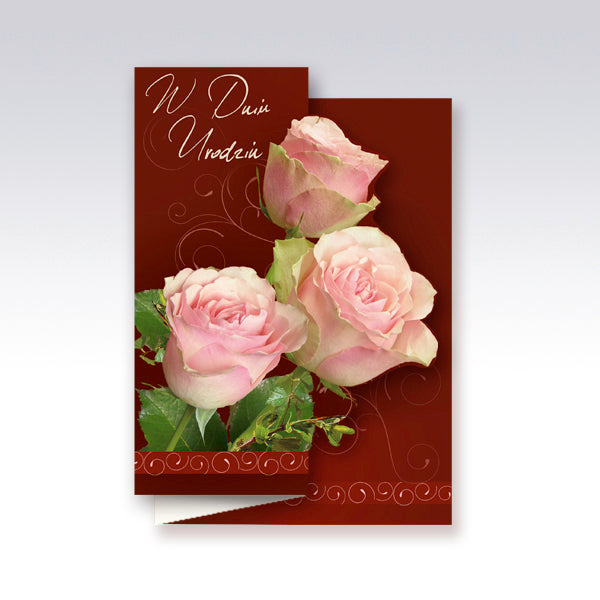 Polish Birthday Cards Flowers - B6W