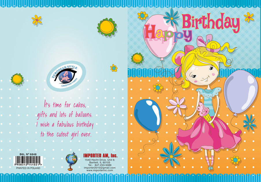 Birthday Card - Happy Birthday for Girls - B6L