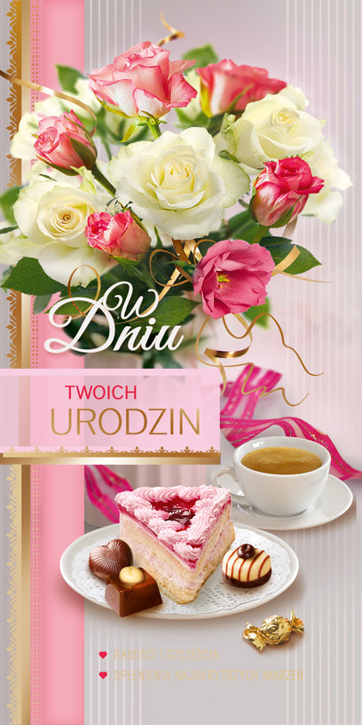 Polish Birthday Cards Flowers Set 3 - DL