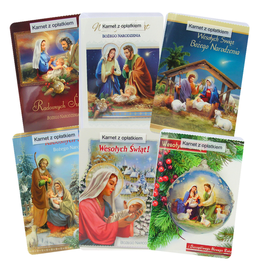 Polish Greeting Cards Christmas Religious with Christmas Wafer - B6L