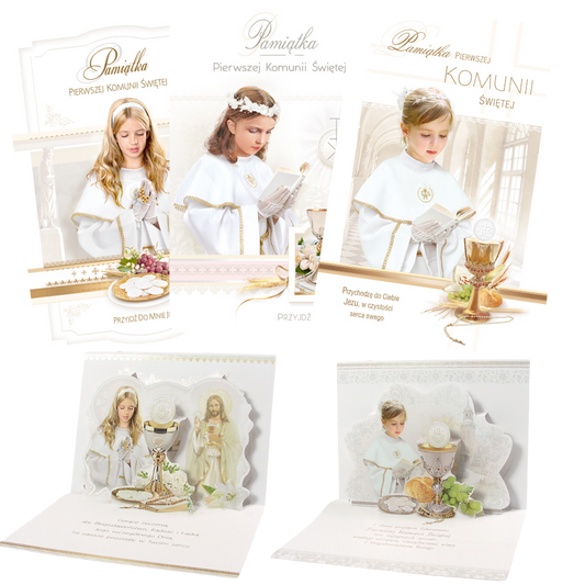 Polish Greeting Cards First Communion Girl 3D - A5P