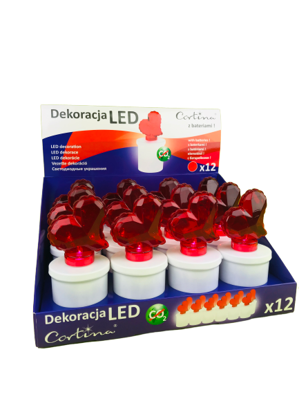 LED Candle (Red heart) - Red color - batteries included