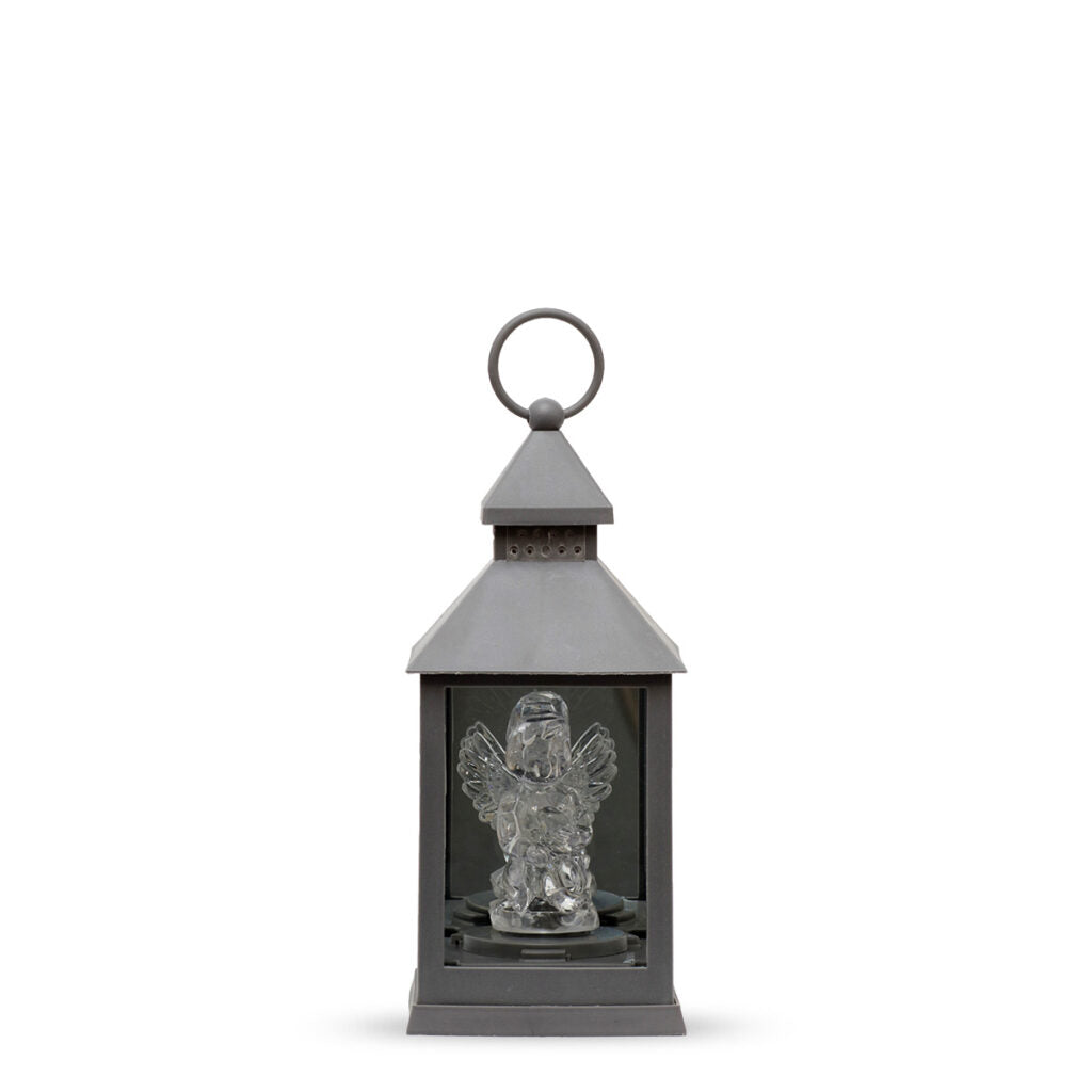 Grey lantern (Angel) - Grave Decoration - batteries not included