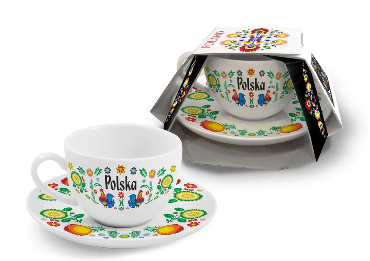 FOLK - Cup and Saucer 220ml (7.5 fl oz) Rooster