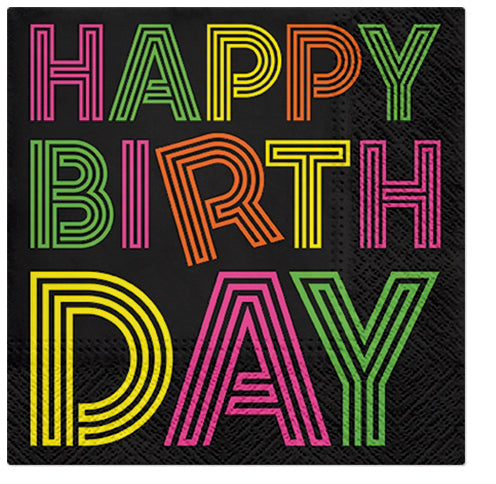 Paper Napkins Happy Birthday (Black)