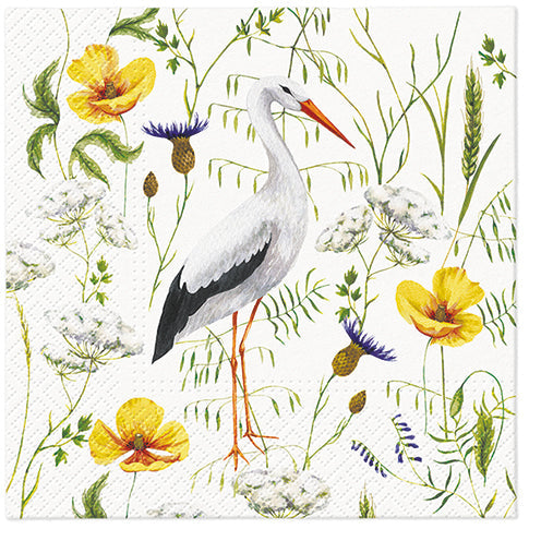 Paper Napkins Storke in the Grassland