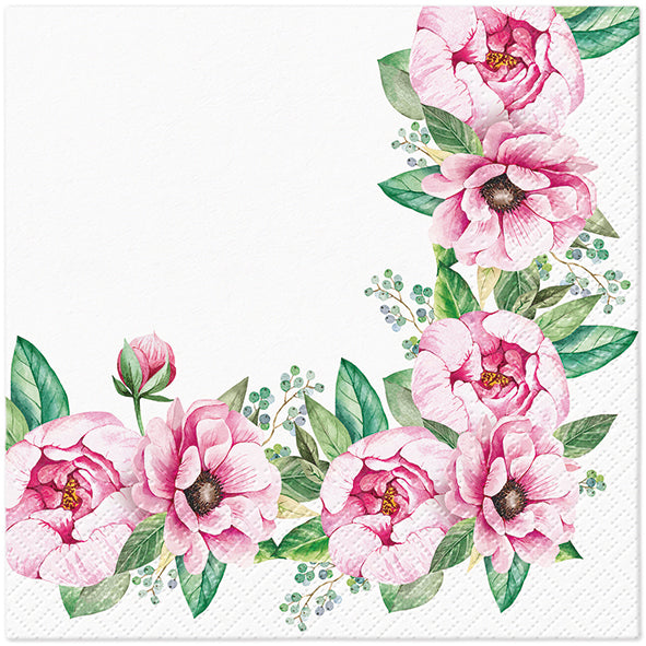Paper Napkins Pink Flowers