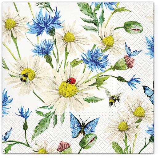 Paper Napkins Daisies with Ladybug and Bees