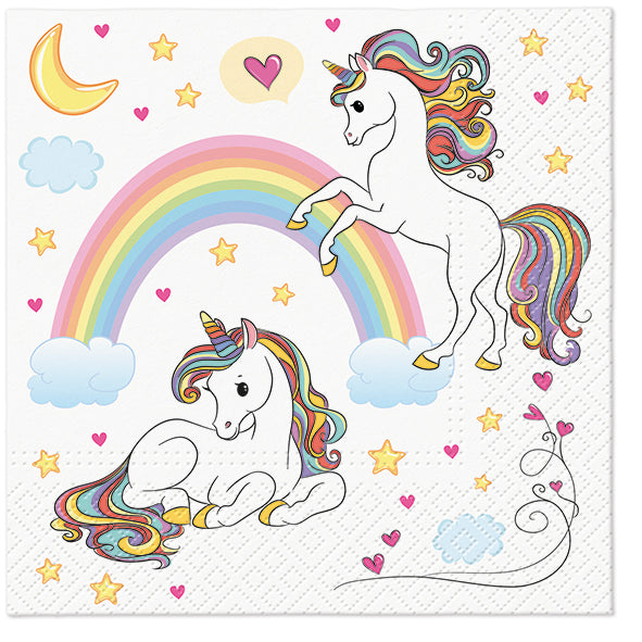 Paper Napkins Unicorns and Rainbow