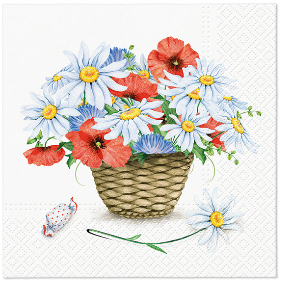 Paper Napkins Basket of Summer Flowers