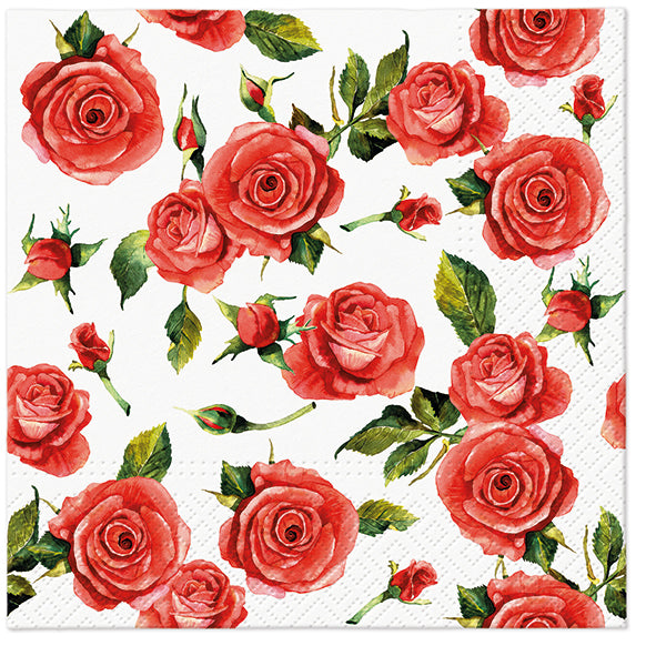 Paper Napkins Red Roses