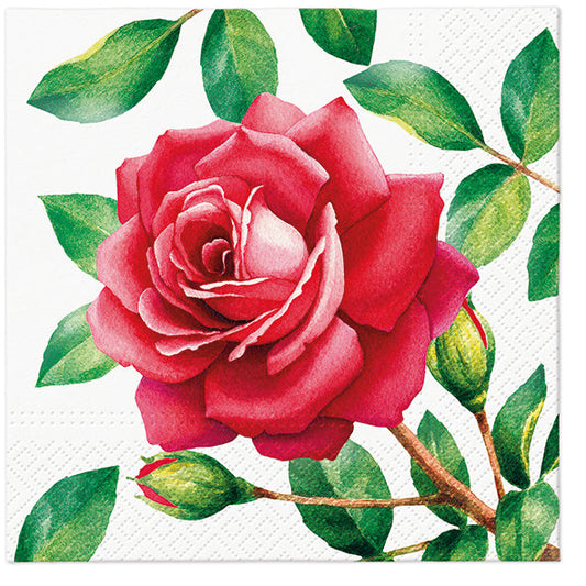 Paper Napkins Red Rose